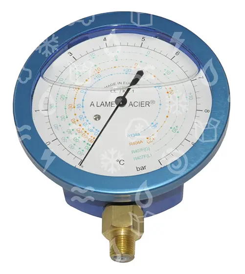 manometr nízkotlaký olejový WIGAM, 80 mm, R407F, R404A, R134a, 1- 10 bar
